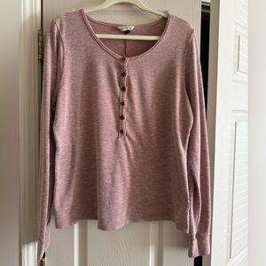 Waffle knit women’s henley shirt